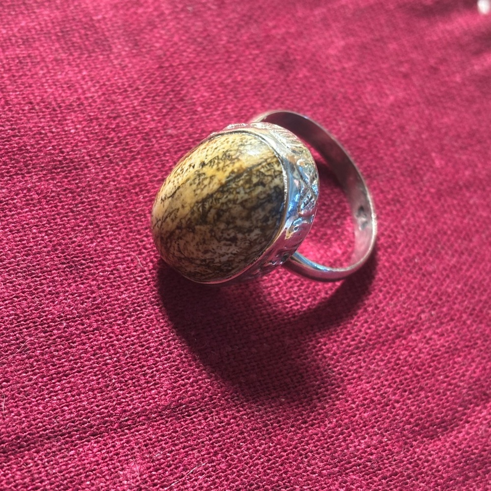 Sterling Silver and Brown Stone Ring